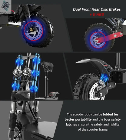 [8 models]10/11 Inch 48V-72V 1000W-6000W Electric Scooter 50-85km/h Fast E Scooter Off Road Electric Kick Scooter Foldable Adult Ai-TechWorld 