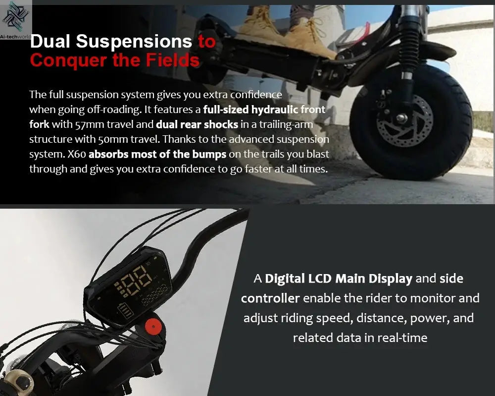 [8 models]10/11 Inch 48V-72V 1000W-6000W Electric Scooter 50-85km/h Fast E Scooter Off Road Electric Kick Scooter Foldable Adult Ai-TechWorld 