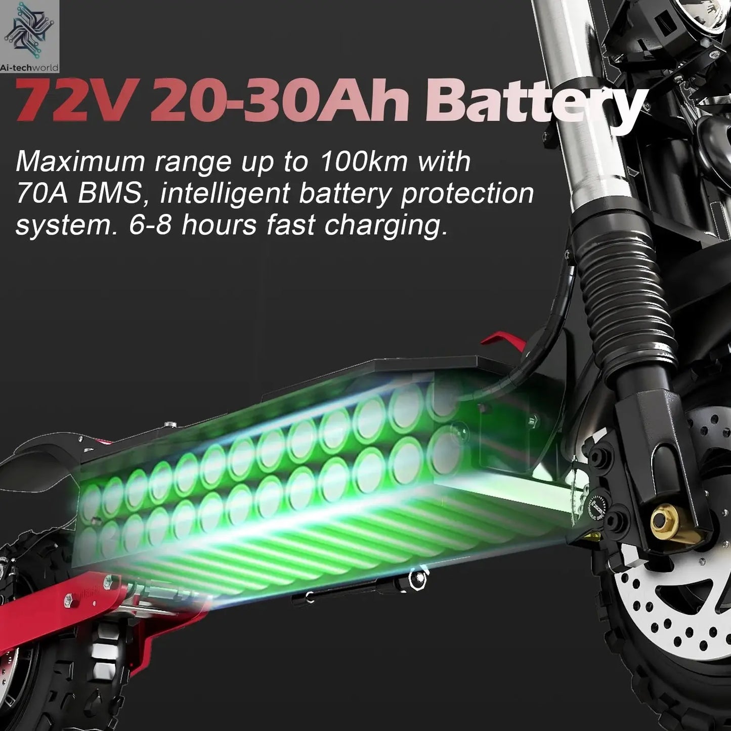 [8 models]10/11 Inch 48V-72V 1000W-6000W Electric Scooter 50-85km/h Fast E Scooter Off Road Electric Kick Scooter Foldable Adult Ai-TechWorld 