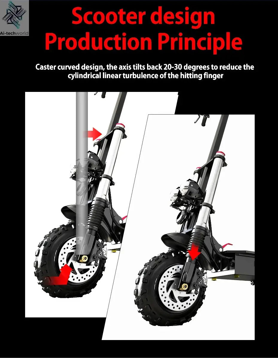 [8 models]10/11 Inch 48V-72V 1000W-6000W Electric Scooter 50-85km/h Fast E Scooter Off Road Electric Kick Scooter Foldable Adult Ai-TechWorld 