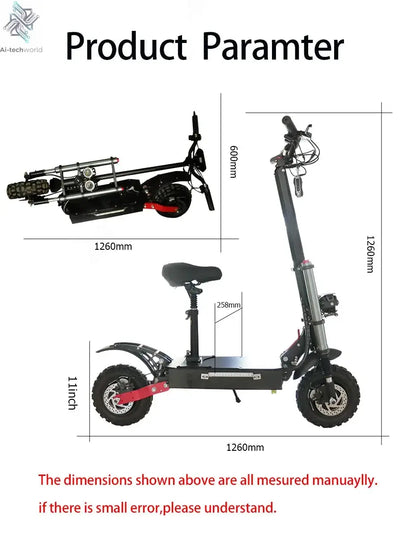 [8 models]10/11 Inch 48V-72V 1000W-6000W Electric Scooter 50-85km/h Fast E Scooter Off Road Electric Kick Scooter Foldable Adult Ai-TechWorld 