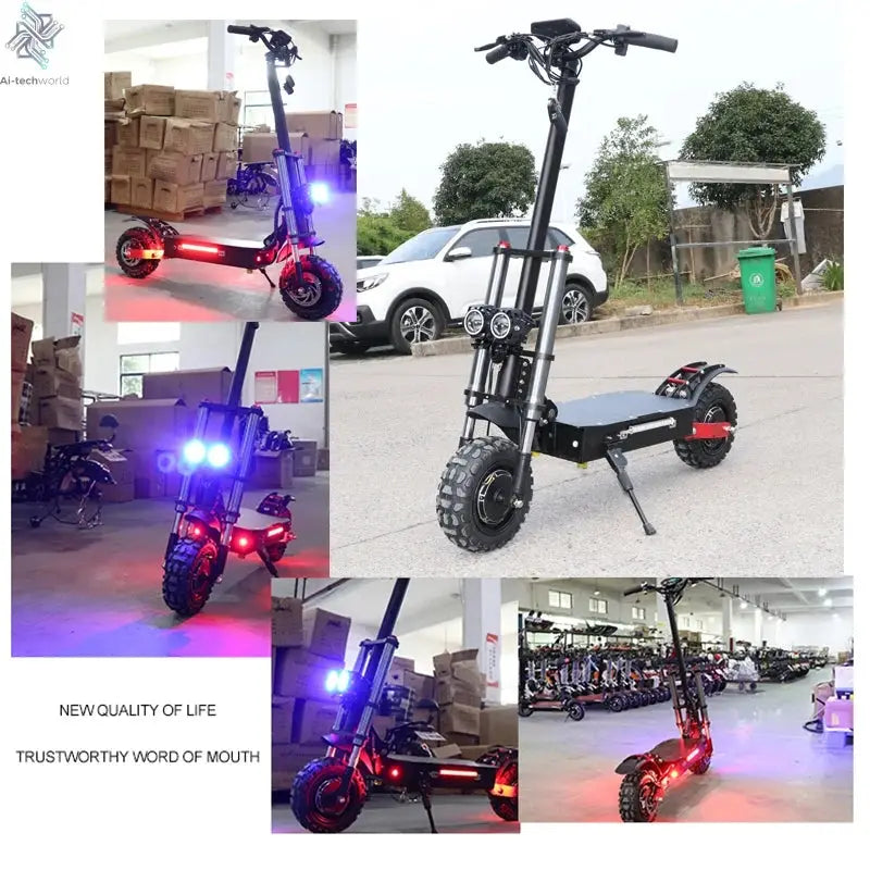 [8 models]10/11 Inch 48V-72V 1000W-6000W Electric Scooter 50-85km/h Fast E Scooter Off Road Electric Kick Scooter Foldable Adult Ai-TechWorld 