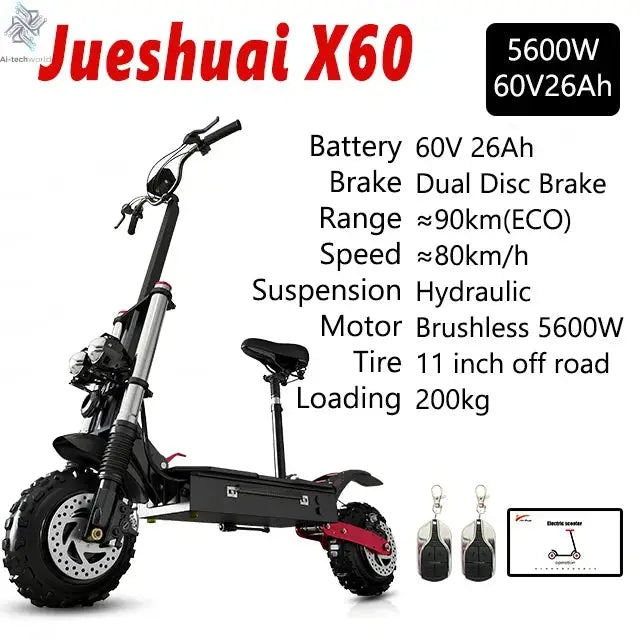[8 models]10/11 Inch 48V-72V 1000W-6000W Electric Scooter 50-85km/h Fast E Scooter Off Road Electric Kick Scooter Foldable Adult Ai-TechWorld 