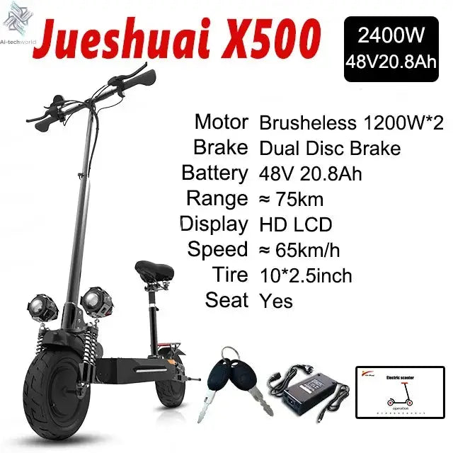[8 models]10/11 Inch 48V-72V 1000W-6000W Electric Scooter 50-85km/h Fast E Scooter Off Road Electric Kick Scooter Foldable Adult Ai-TechWorld 