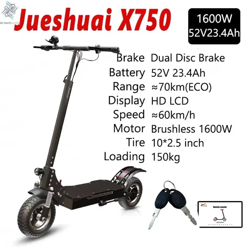 [8 models]10/11 Inch 48V-72V 1000W-6000W Electric Scooter 50-85km/h Fast E Scooter Off Road Electric Kick Scooter Foldable Adult Ai-TechWorld 