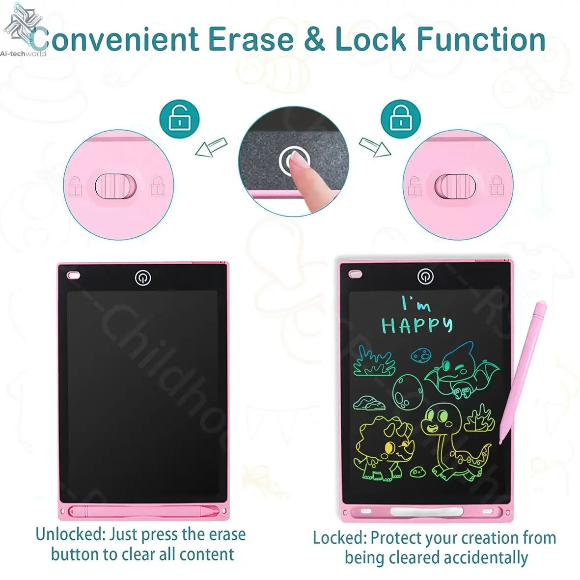 8.5 Inch LCD Writing Tablet Digital Drawing Tablet Handwriting Pads Portable Electronic Tablet Board For 3 4 5 6 7 8 Years kids - Ai-TechWorld