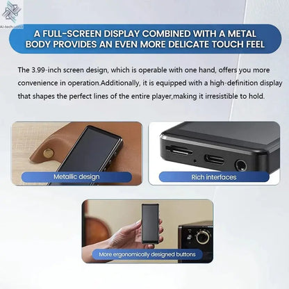 80GB(16GB+64GB) 3.99 inch mp3 player bluetooth 5.0 and WiFi,Android 13.0 FM radio, eBooks, ,Spotify,Audible,capacity up to 1Tb Ai-TechWorld 