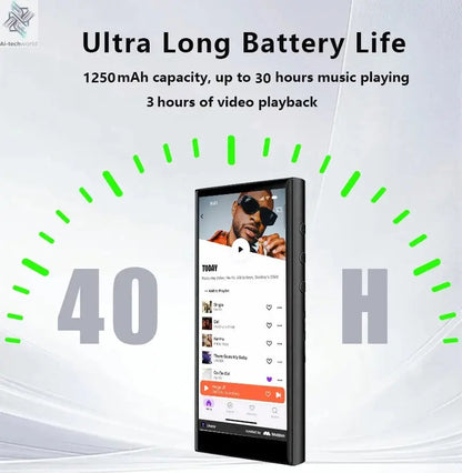 80GB(16GB+64GB) 3.99 inch mp3 player bluetooth 5.0 and WiFi,Android 13.0 FM radio, eBooks, ,Spotify,Audible,capacity up to 1Tb Ai-TechWorld 