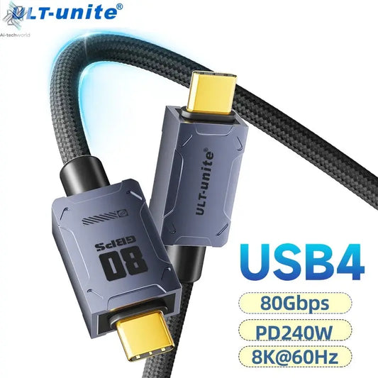 80Gbps USB4 Cable 8K UHD Type C 240W Fast Charging Data Transfer USB C Cable Compatible Thunderbolt 4 For Laptop Mobile Disk - Ai-TechWorld