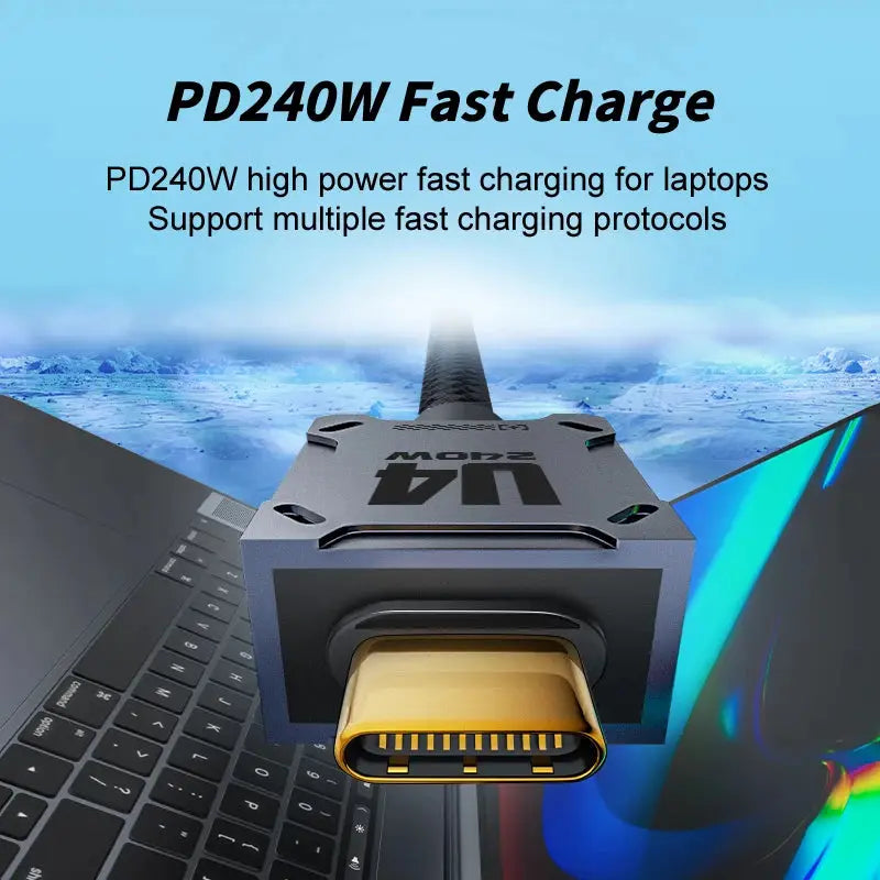 80Gbps USB4 Cable 8K UHD Type C 240W Fast Charging Data Transfer USB C Cable Compatible Thunderbolt 4 For Laptop Mobile Disk - Ai-TechWorld