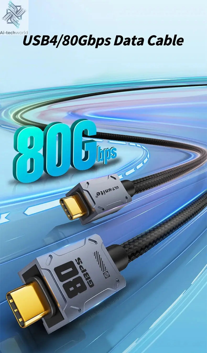 80Gbps USB4 Cable 8K UHD Type C 240W Fast Charging Data Transfer USB C Cable Compatible Thunderbolt 4 For Laptop Mobile Disk - Ai-TechWorld