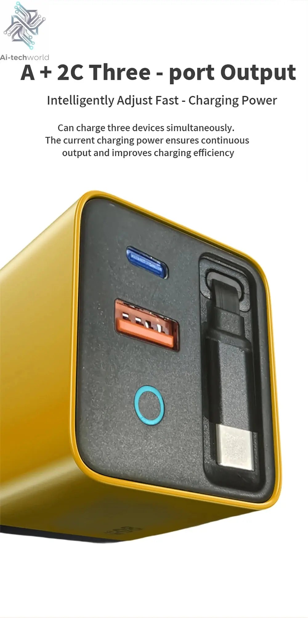 80W Super Fast Charge Type C USB Phone Charger With Telescopic USB C Cable For Iphone 16 15 Samsung Laptop With Light Ai-TechWorld 