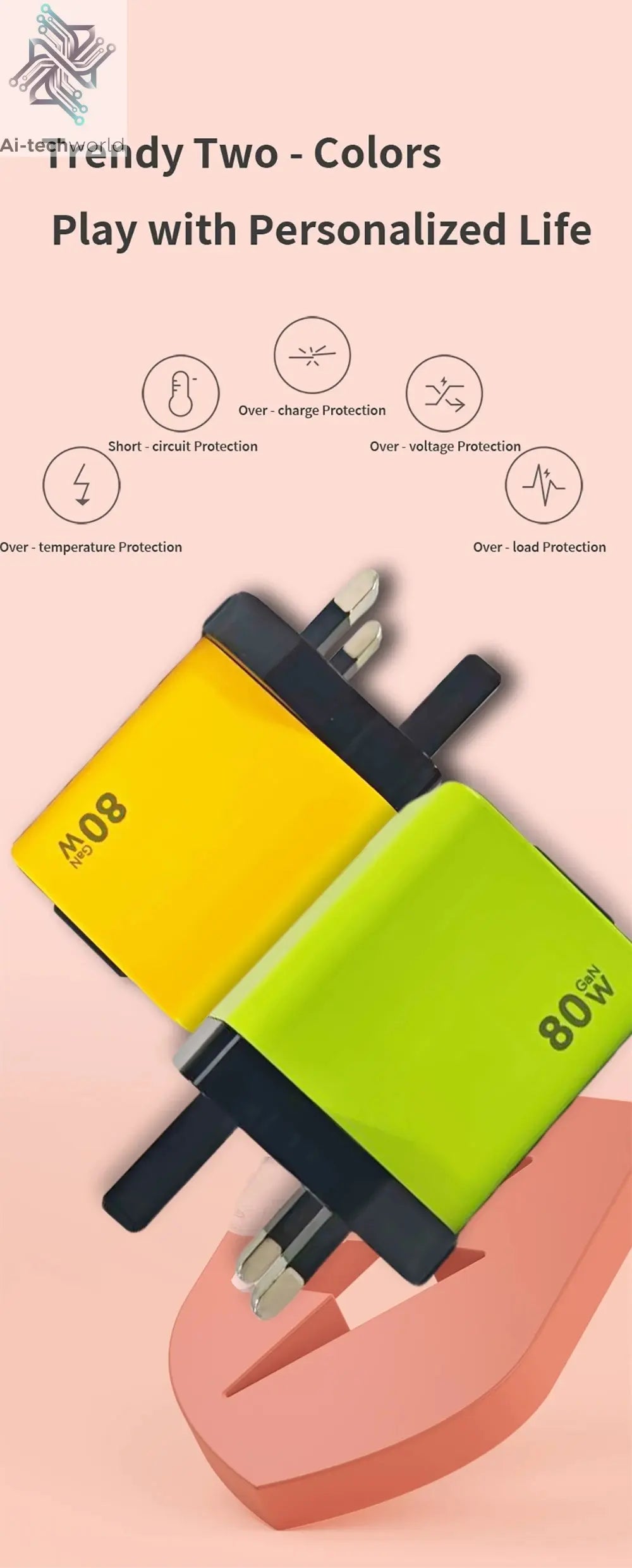 80W Super Fast Charge Type C USB Phone Charger With Telescopic USB C Cable For Iphone 16 15 Samsung Laptop With Light Ai-TechWorld 