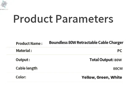 80W Super Fast Charge Type C USB Phone Charger With Telescopic USB C Cable For Iphone 16 15 Samsung Laptop With Light Ai-TechWorld 