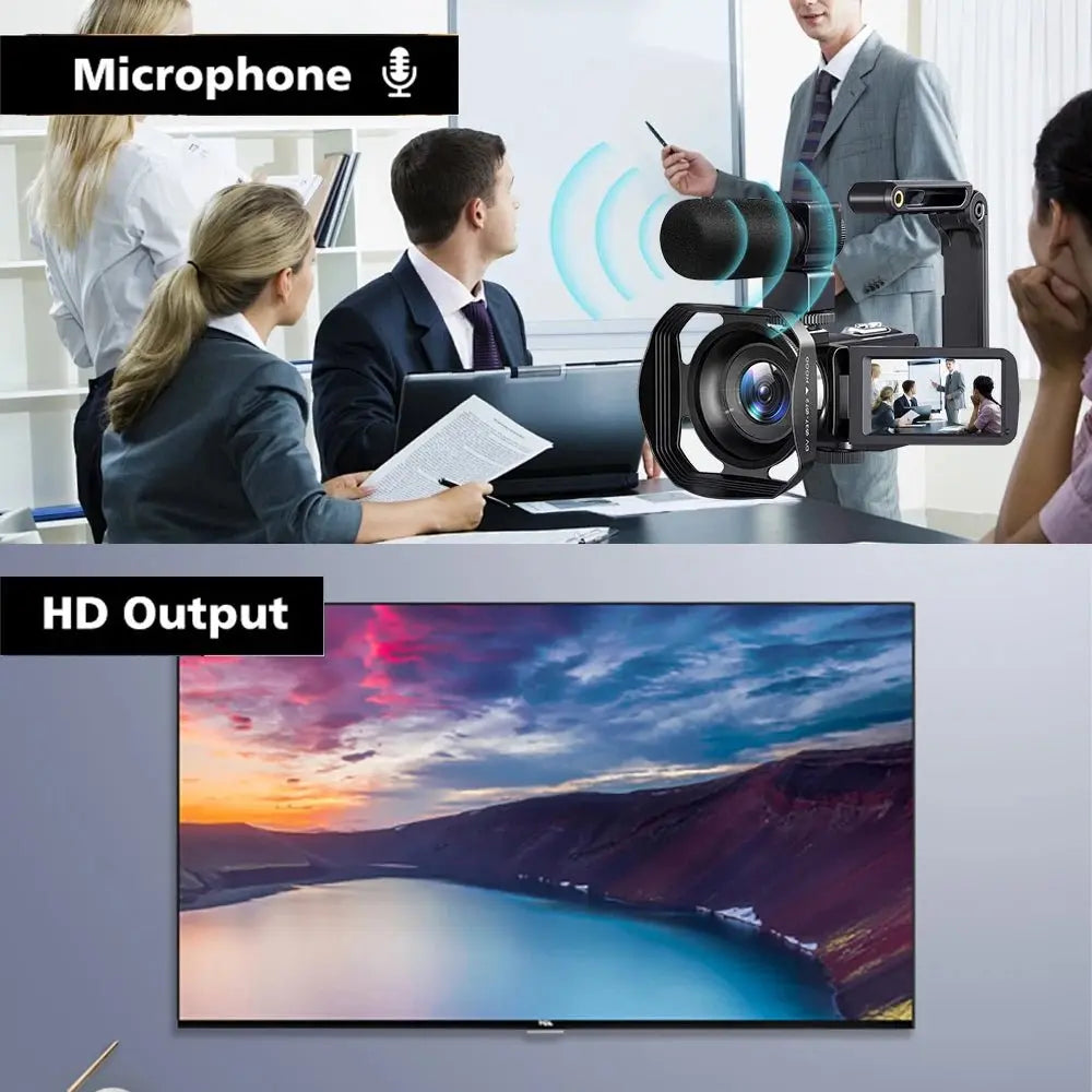 8K Video Camera 64MP Digital Video Camera 18X igital Zoom Camera Recorder 3 Inch LCD Touch Screen Portable Recording Camcorder - Ai - TechWorld