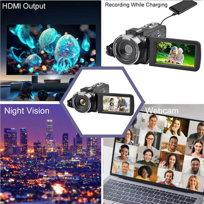 8K Video Camera 64MP Digital Video Camera 18X igital Zoom Camera Recorder 3 Inch LCD Touch Screen Portable Recording Camcorder - Ai - TechWorld