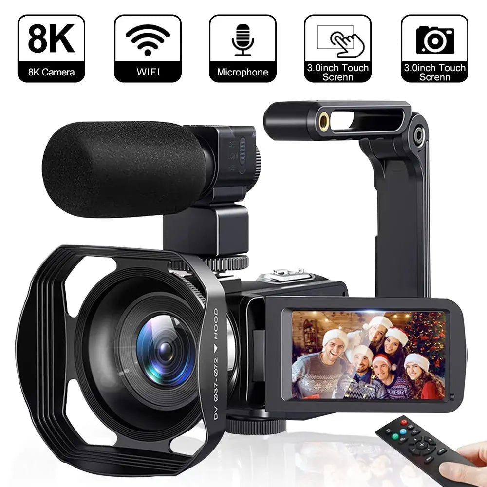 8K Video Camera 64MP Digital Video Camera 18X igital Zoom Camera Recorder 3 Inch LCD Touch Screen Portable Recording Camcorder - Ai - TechWorld
