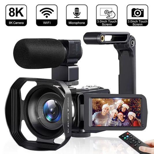 8K Video Camera 64MP Digital Video Camera 18X igital Zoom Camera Recorder 3 Inch LCD Touch Screen Portable Recording Camcorder - Ai - TechWorld