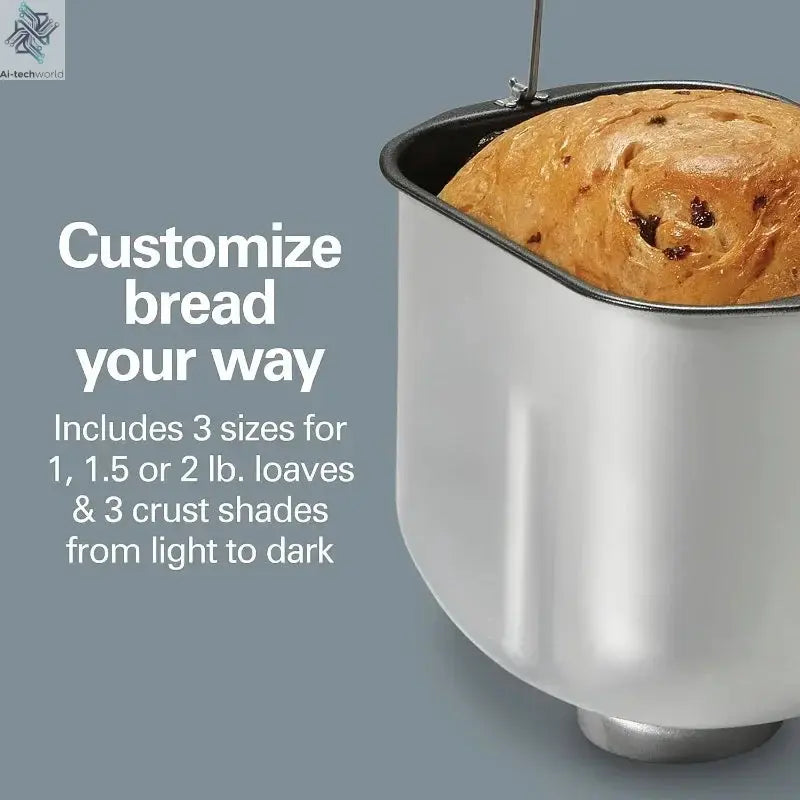 9890 Premium Dough & Bread Maker Machine with Auto Fruit and Nut Dispenser, 2 lb. Loaf Capacity Ai-TechWorld 