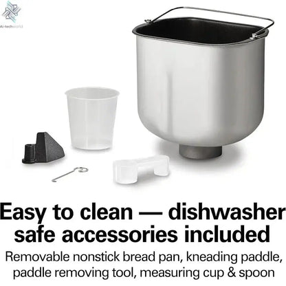 9890 Premium Dough & Bread Maker Machine with Auto Fruit and Nut Dispenser, 2 lb. Loaf Capacity Ai-TechWorld 