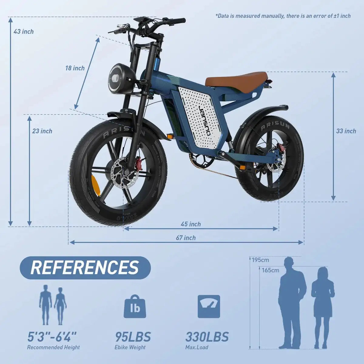 JANSNO X60 20" Fat Tires Electric Bikes 750W*2 Dual Motor 48V 23Ah Battery Ai-TechWorld 