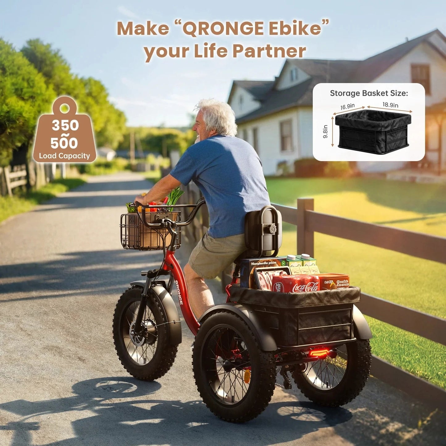 QRONGE Electric Bike for Adults 960W Peak 36V 13.5AH Battery Folding Electric Tricycle 50 Miles Range Fat Tire Electric Trike Ai-TechWorld 