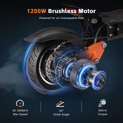 HALO KNIGHT T102 Electric Scooter Foldable 1200W 50KM/H Electric Scooters Cheap 52V 21AH E Scooter 10Inch Escooter for Adults Ai-TechWorld 