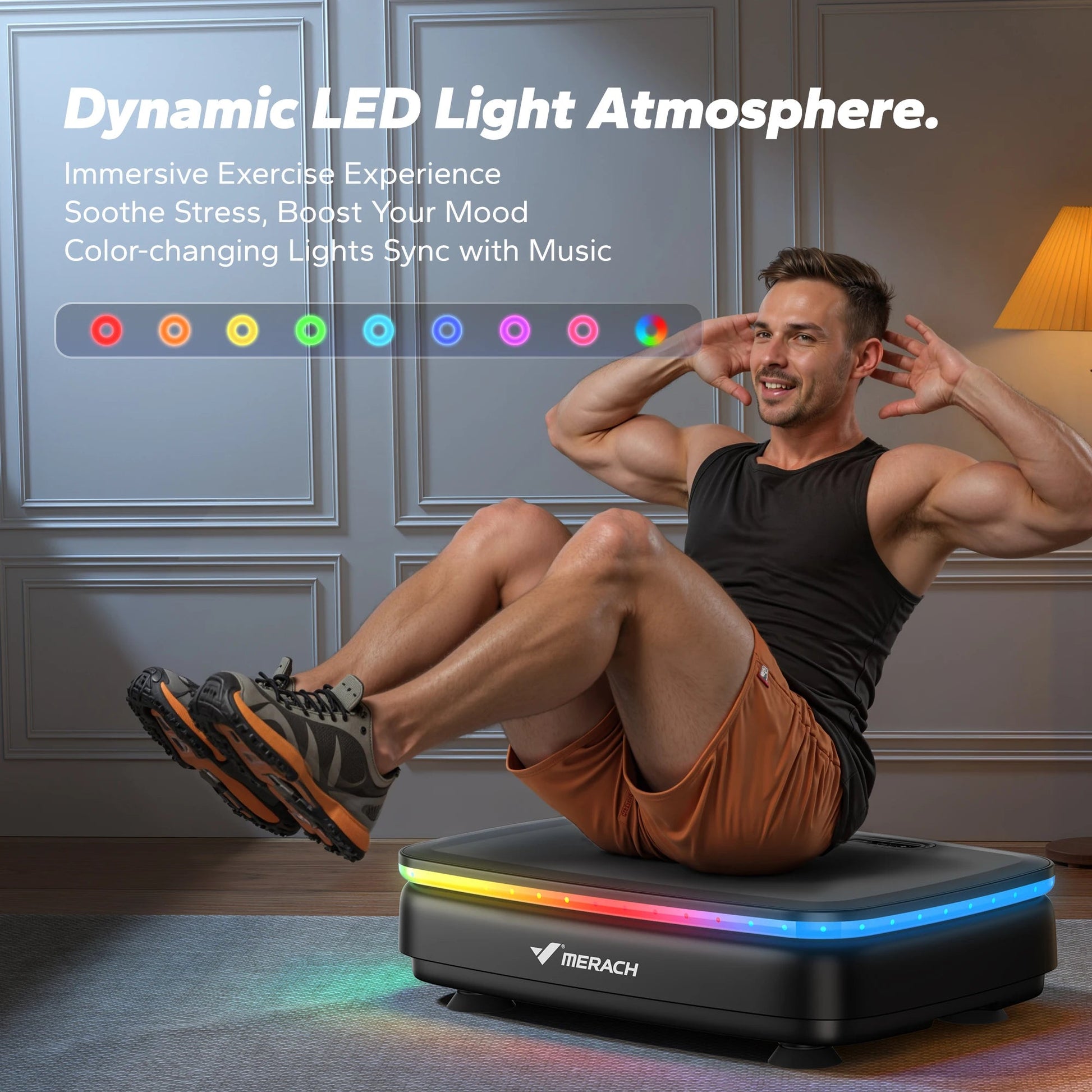 MERACH Vibration Plate Exercise Machine with Light Whole Body Workout Power Vibrate Platform Vibration Plate Lymphatic Drainage Ai-TechWorld 