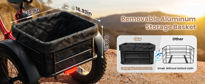 QRONGE Electric Bike for Adults 960W Peak 36V 13.5AH Battery Folding Electric Tricycle 50 Miles Range Fat Tire Electric Trike Ai-TechWorld 