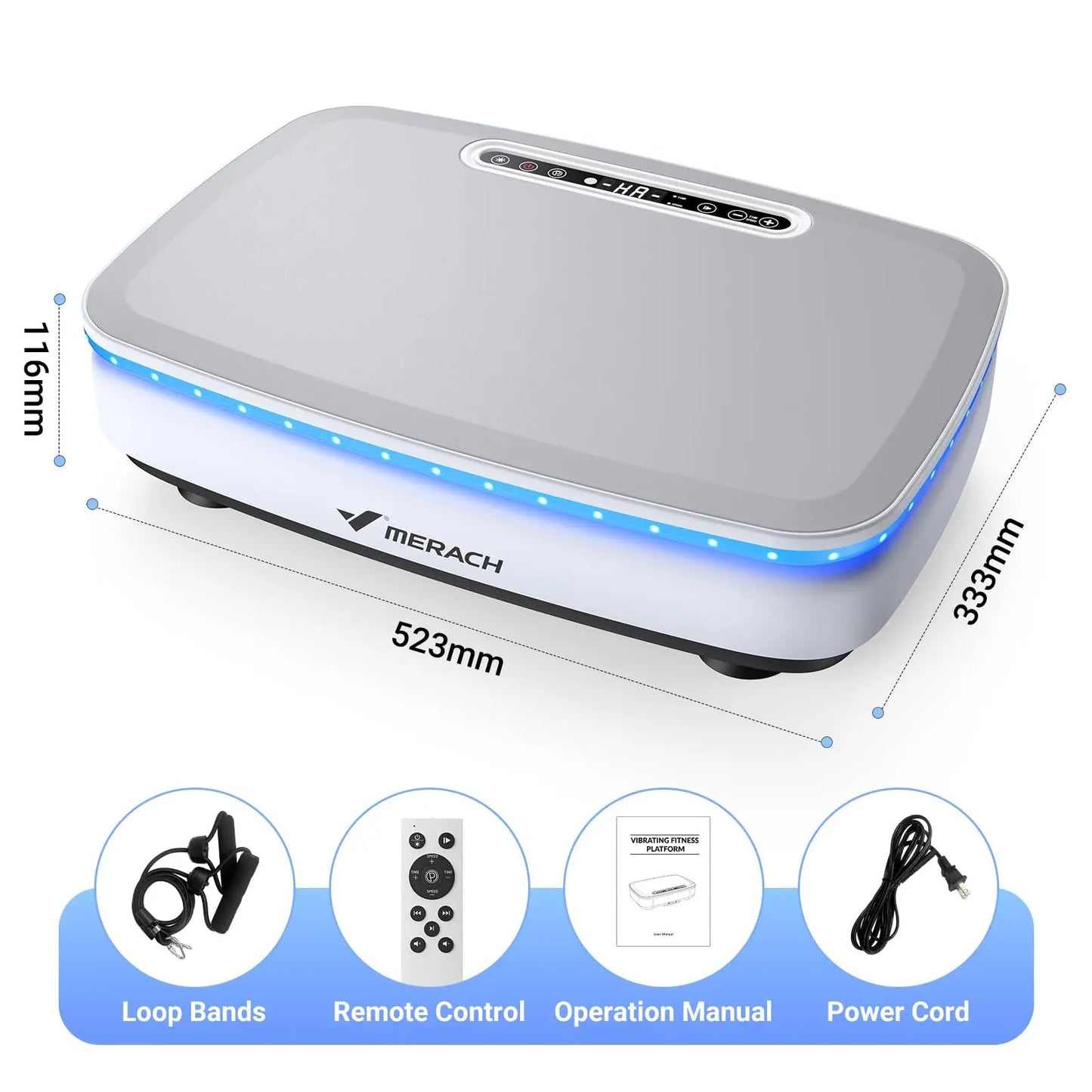 MERACH Vibration Plate Exercise Machine with Light Whole Body Workout Power Vibrate Platform Vibration Plate Lymphatic Drainage Ai-TechWorld 