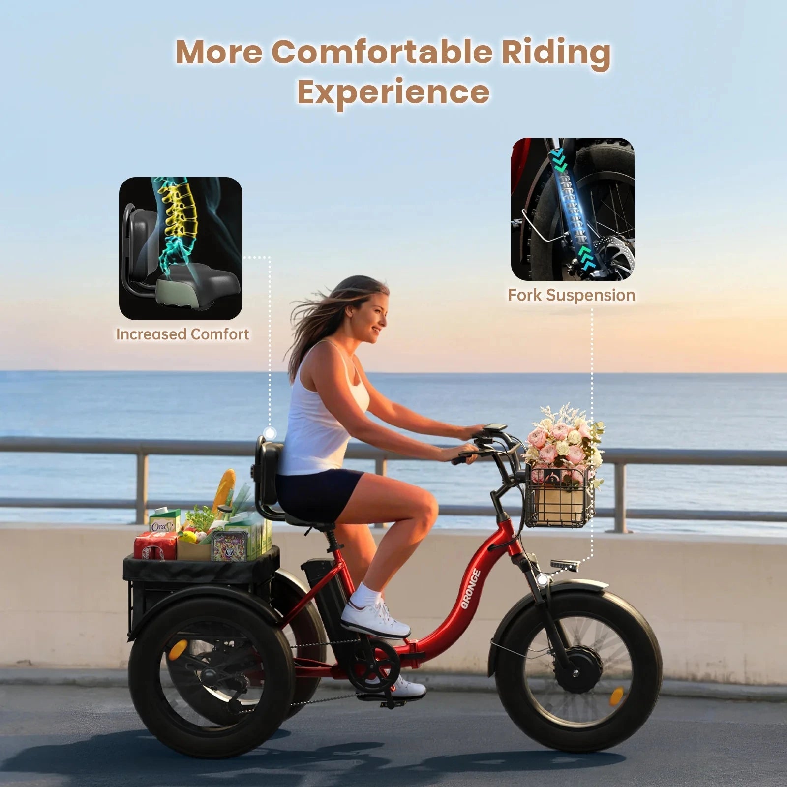QRONGE Electric Bike for Adults 960W Peak 36V 13.5AH Battery Folding Electric Tricycle 50 Miles Range Fat Tire Electric Trike Ai-TechWorld 
