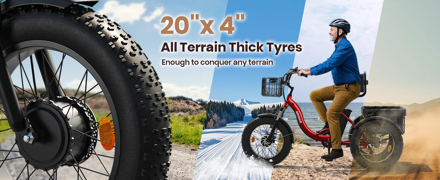 QRONGE Electric Bike for Adults 960W Peak 36V 13.5AH Battery Folding Electric Tricycle 50 Miles Range Fat Tire Electric Trike Ai-TechWorld 