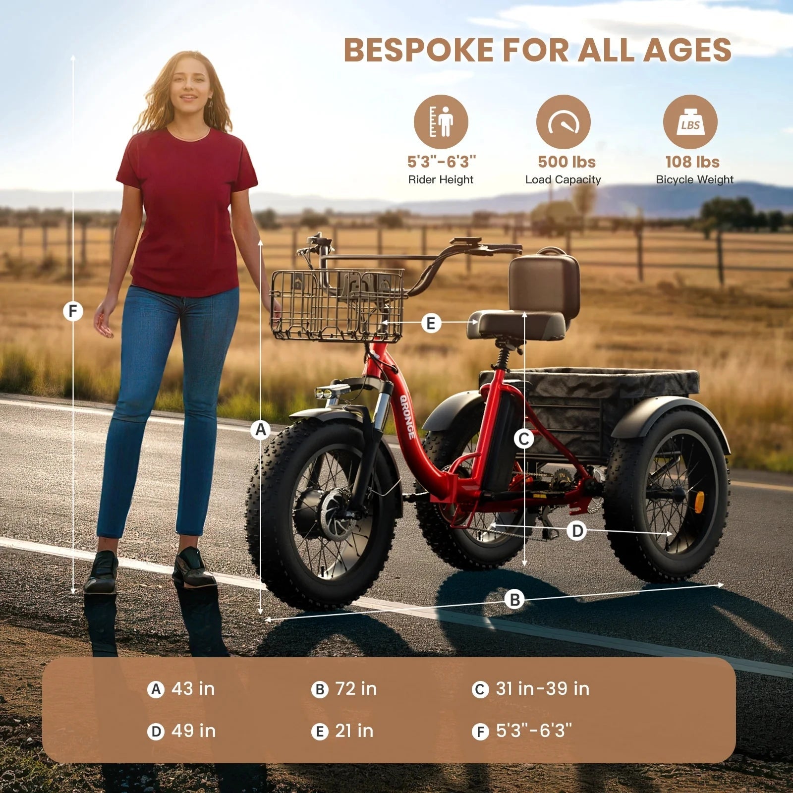 QRONGE Electric Bike for Adults 960W Peak 36V 13.5AH Battery Folding Electric Tricycle 50 Miles Range Fat Tire Electric Trike Ai-TechWorld 