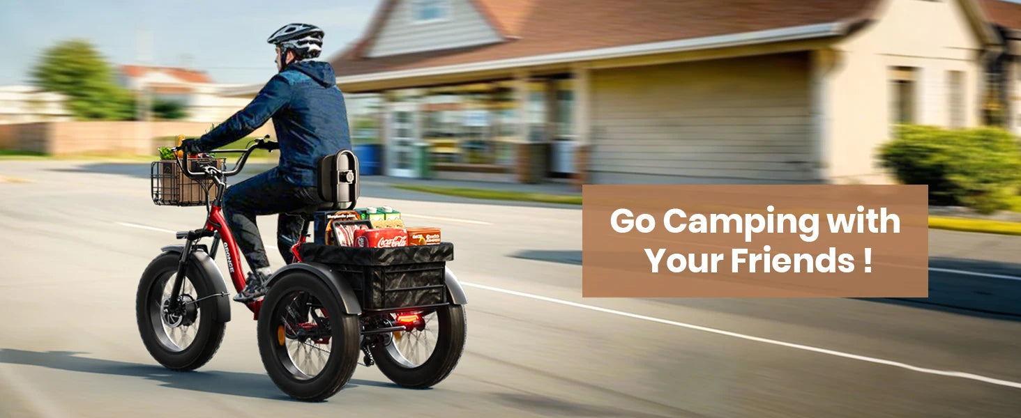 QRONGE Electric Bike for Adults 960W Peak 36V 13.5AH Battery Folding Electric Tricycle 50 Miles Range Fat Tire Electric Trike Ai-TechWorld 