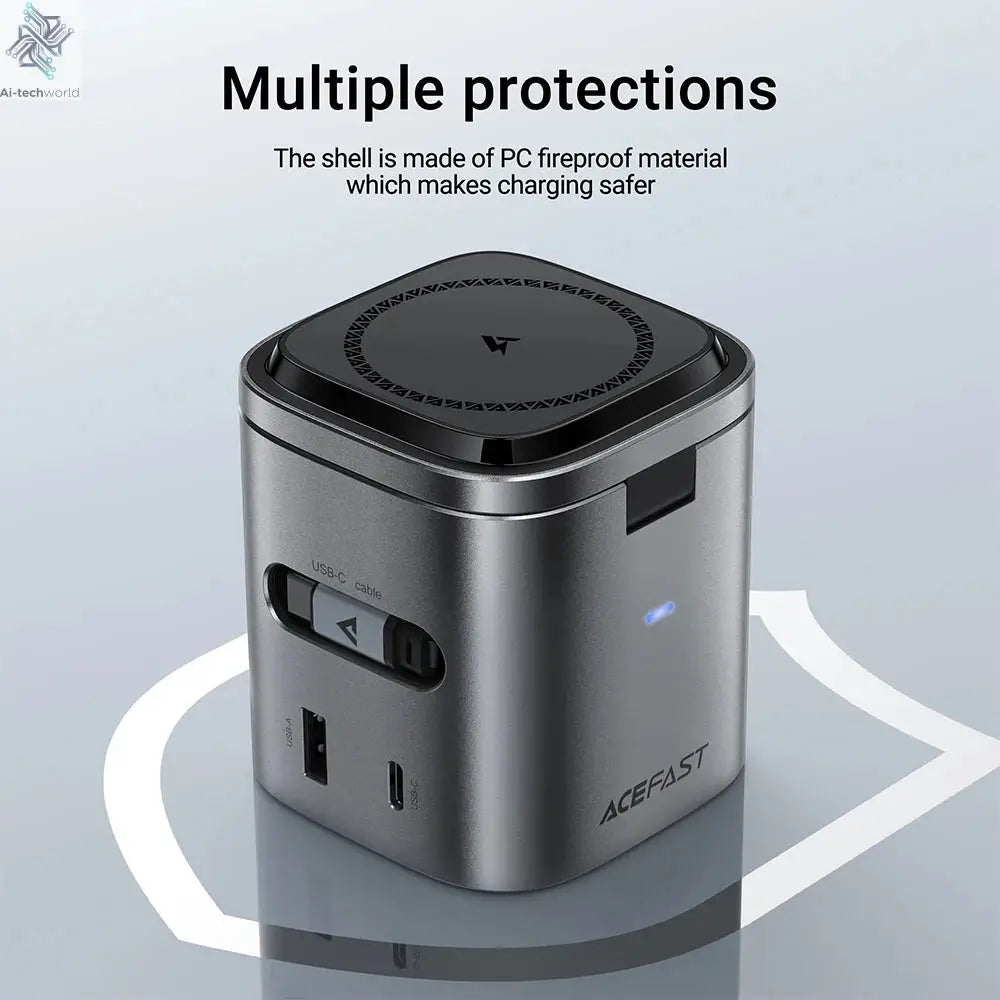 ACEFAST 6 in 1 Multifunction 15W Magnetic Wireless Charging Station For iPhone 16 15 GaN PD65W Charging Cube USB C Fast Charging Ai-TechWorld 
