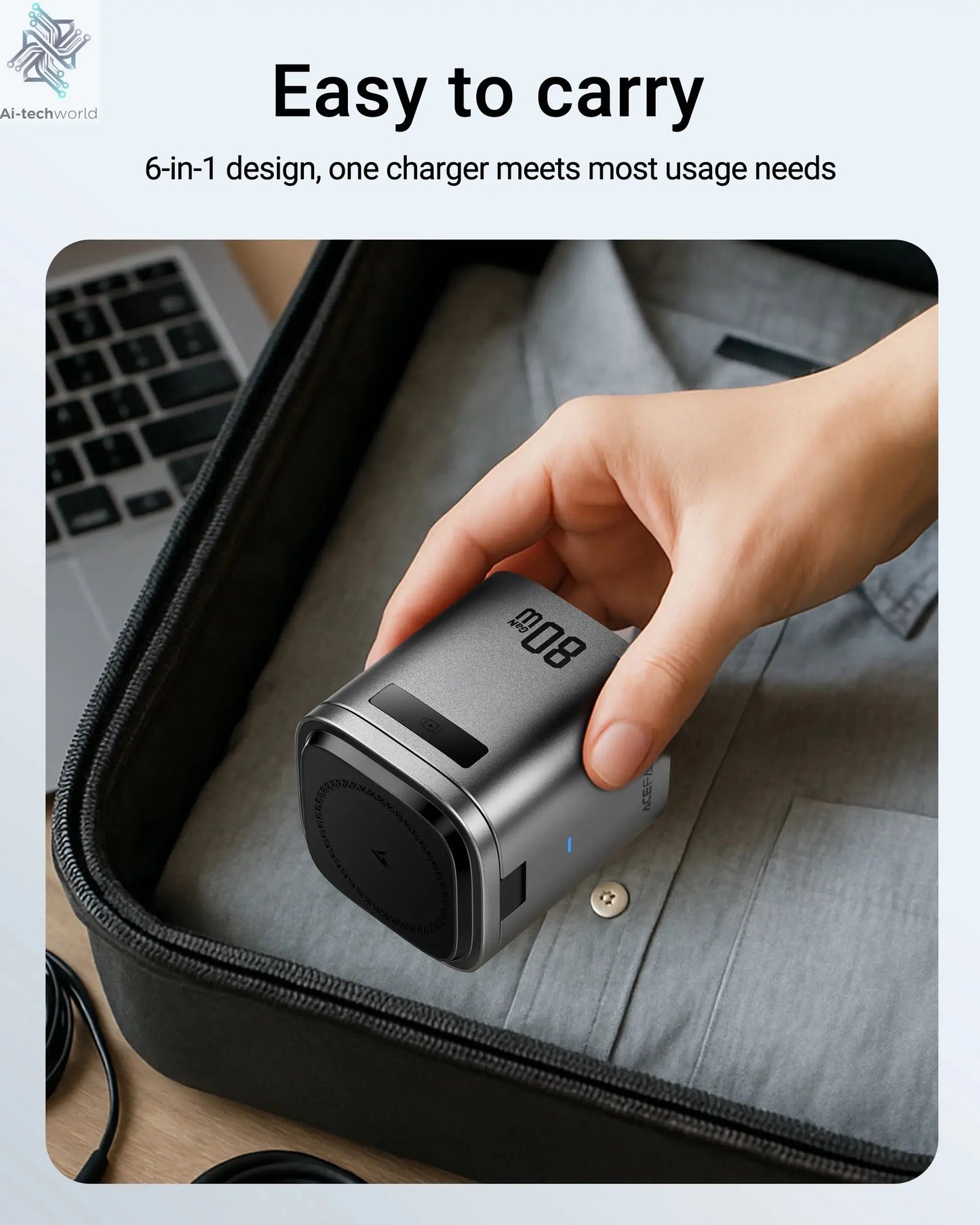ACEFAST 6 in 1 Multifunction 15W Magnetic Wireless Charging Station For iPhone 16 15 GaN PD65W Charging Cube USB C Fast Charging Ai-TechWorld 
