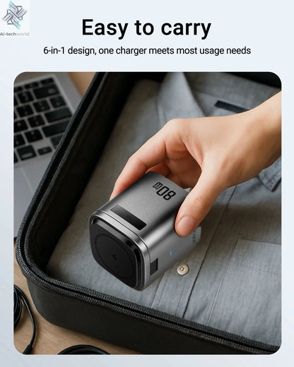 ACEFAST 6 in 1 Multifunction 15W Magnetic Wireless Charging Station For iPhone 16 15 GaN PD65W Charging Cube USB C Fast Charging Ai-TechWorld 