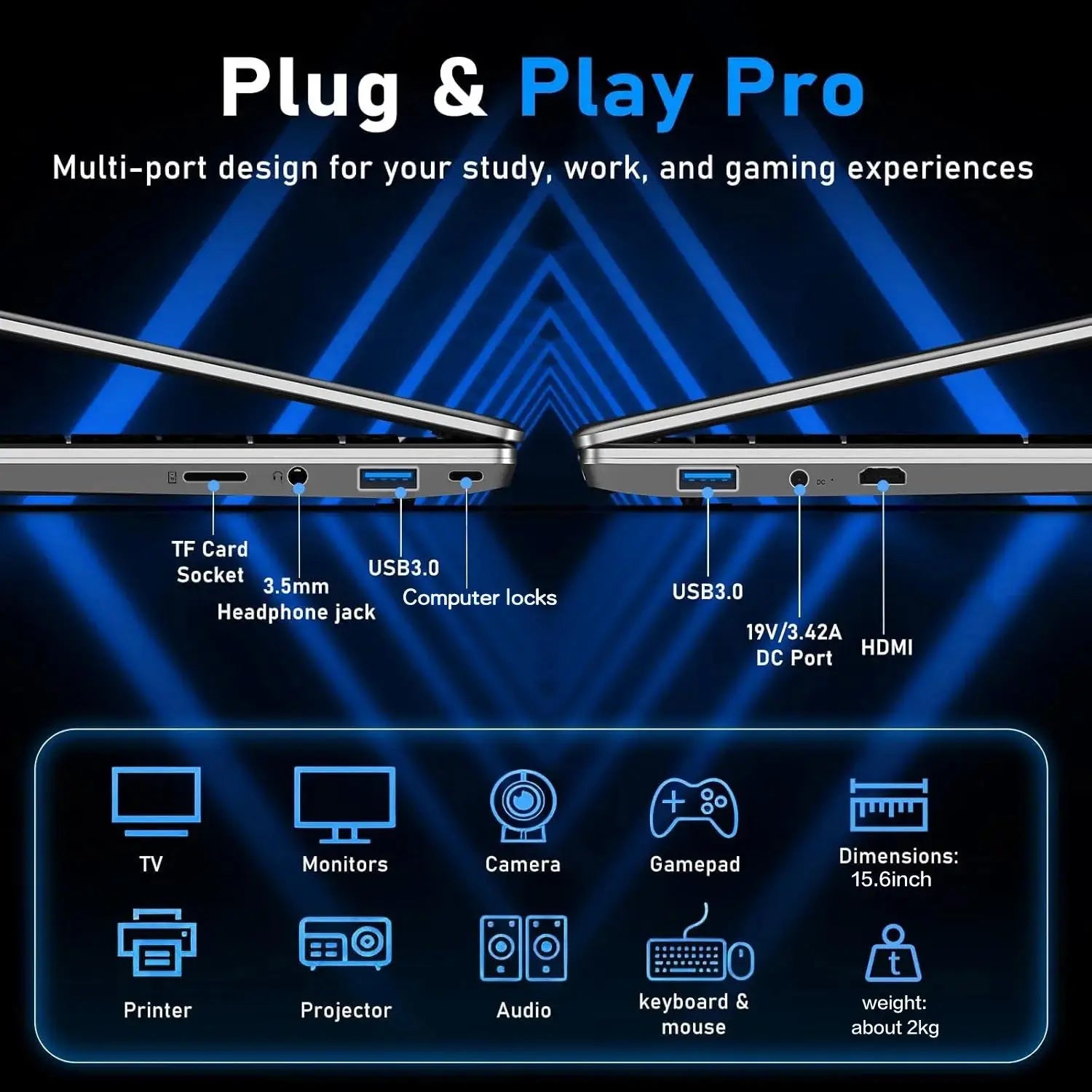 ACEKAMAS 15.6" Laptop Computer PC Intel Core i9 10980HK Windows 11 16GB RAM 1TB SSD Fingerprint Unlock Notebook Backlight Laptop Ai-TechWorld 