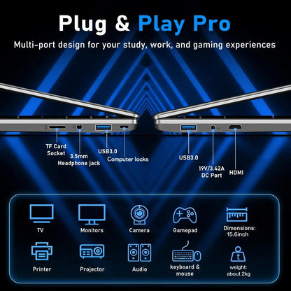 ACEKAMAS 15.6" Laptop Computer PC Intel Core i9 10980HK Windows 11 16GB RAM 1TB SSD Fingerprint Unlock Notebook Backlight Laptop Ai-TechWorld 