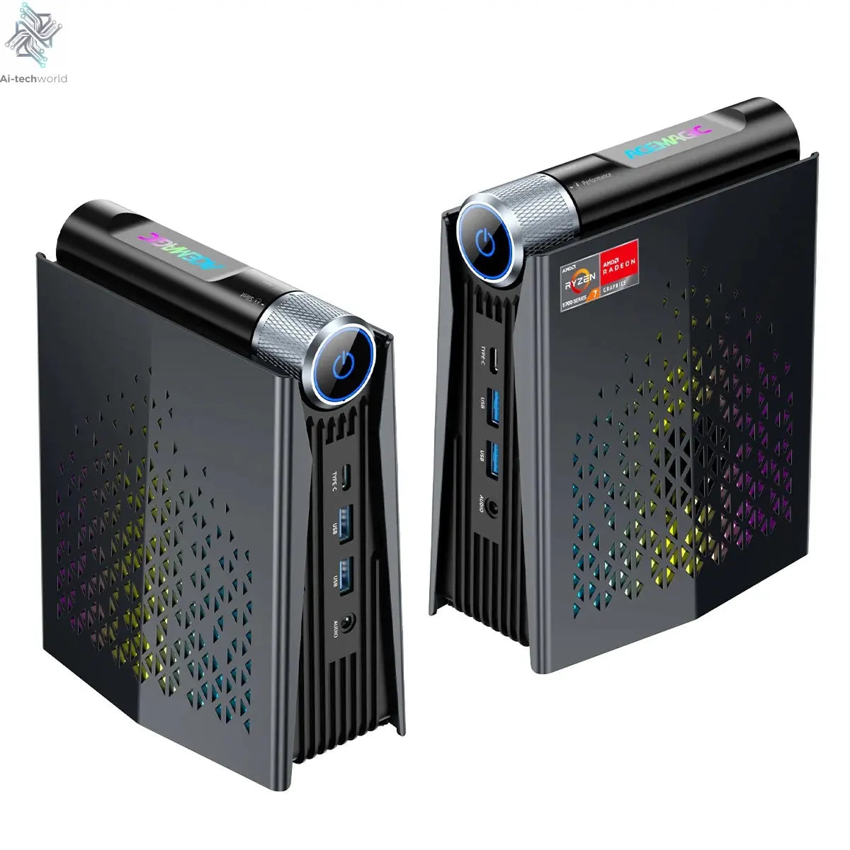 ACEMAGIC MINI PC AMD Ryzen 7 8745HS 32GB RAM 1TB SSD Windows 11 Pro MINI Computer Wifi6 BT5.2 With RGB Light 4K Triple Display Ai-TechWorld 