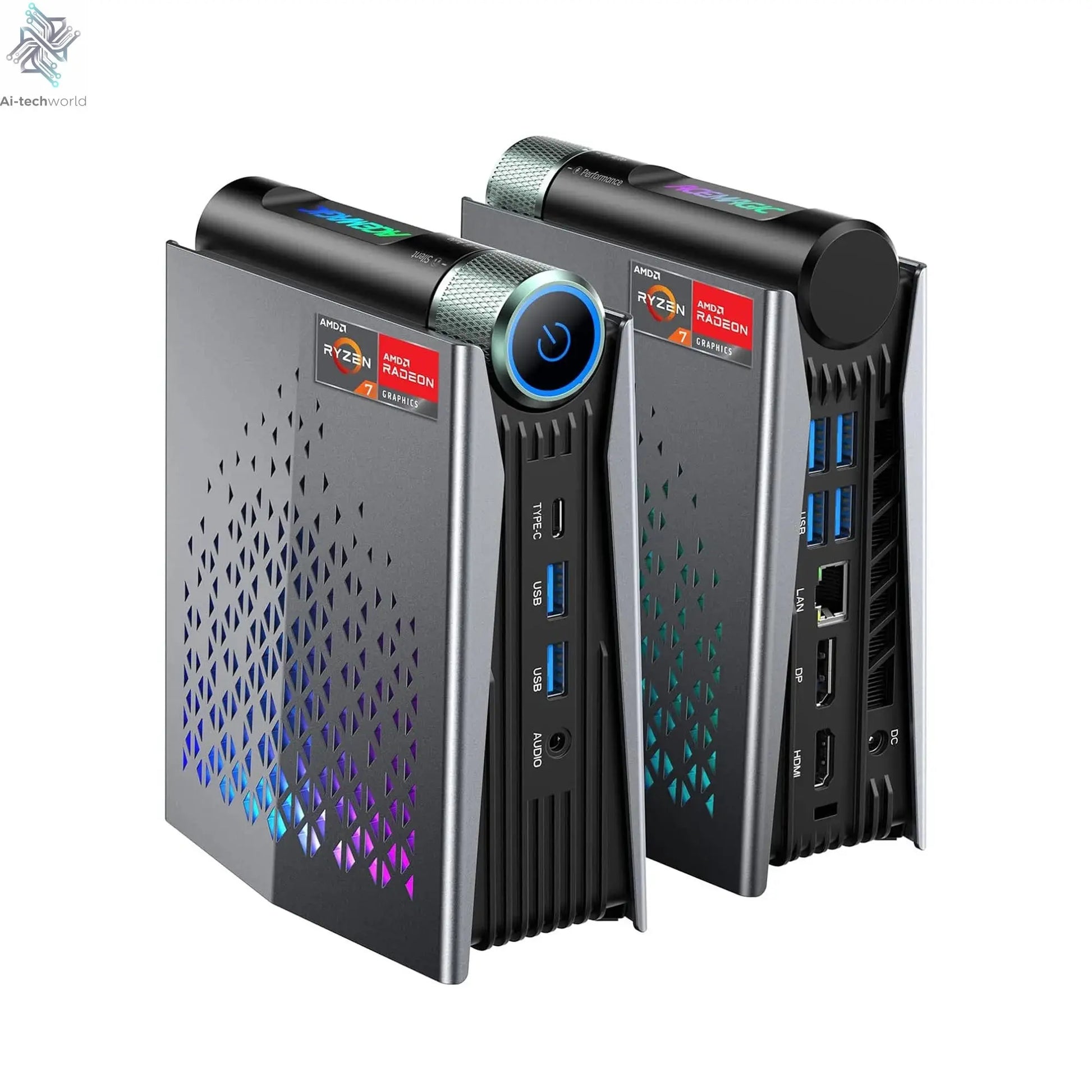 ACEMAGIC MINI PC AMD Ryzen 7 8745HS 32GB RAM 1TB SSD Windows 11 Pro MINI Computer Wifi6 BT5.2 With RGB Light 4K Triple Display Ai-TechWorld 