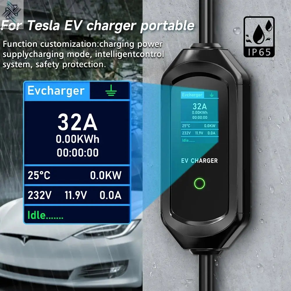 AFYEEV 16A/32A Portable EV Charger For Tesla EVSE Charging Box EU US CEE Plug Electric Car Charger For Tesla Model X/Y/S/3 Ai-TechWorld 