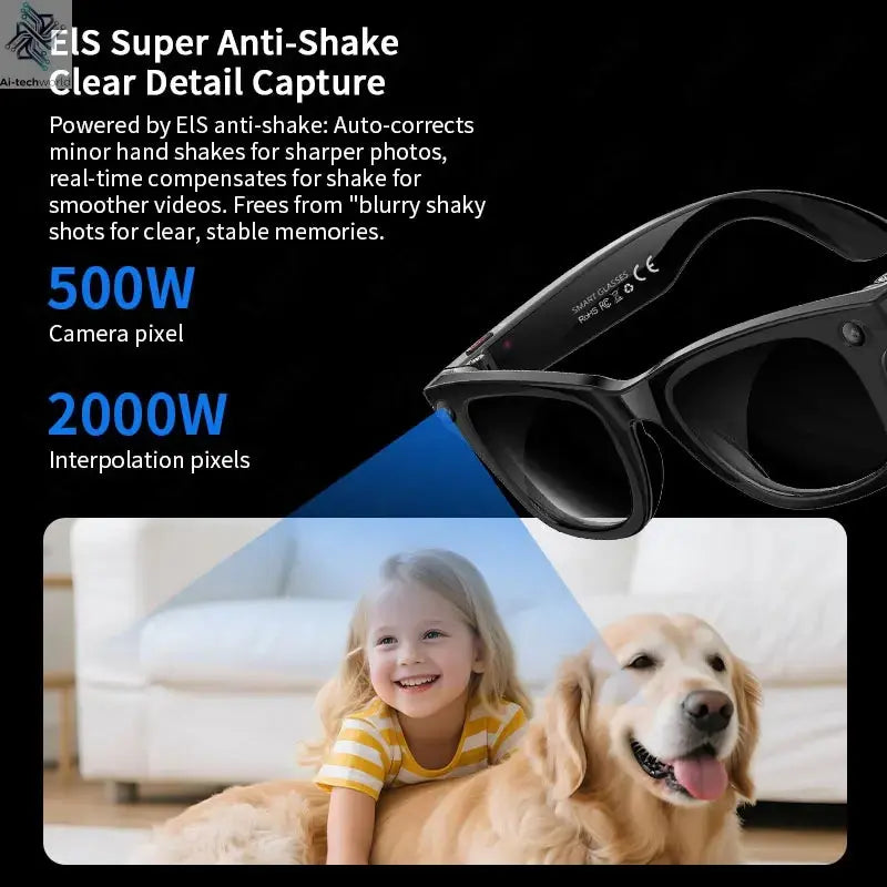 AI Smart Glasses 5 Million Pixels Recording Videos Photo Recognition Answer Translation 290mAh IP66 Waterproof Bluetooth Glasses Ai-TechWorld 