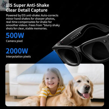 AI Smart Glasses 5 Million Pixels Recording Videos Photo Recognition Answer Translation 290mAh IP66 Waterproof Bluetooth Glasses Ai-TechWorld 