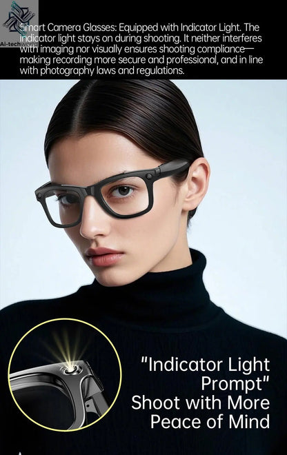 AI Smart Glasses 5 Million Pixels Recording Videos Photo Recognition Answer Translation 290mAh IP66 Waterproof Bluetooth Glasses Ai-TechWorld 