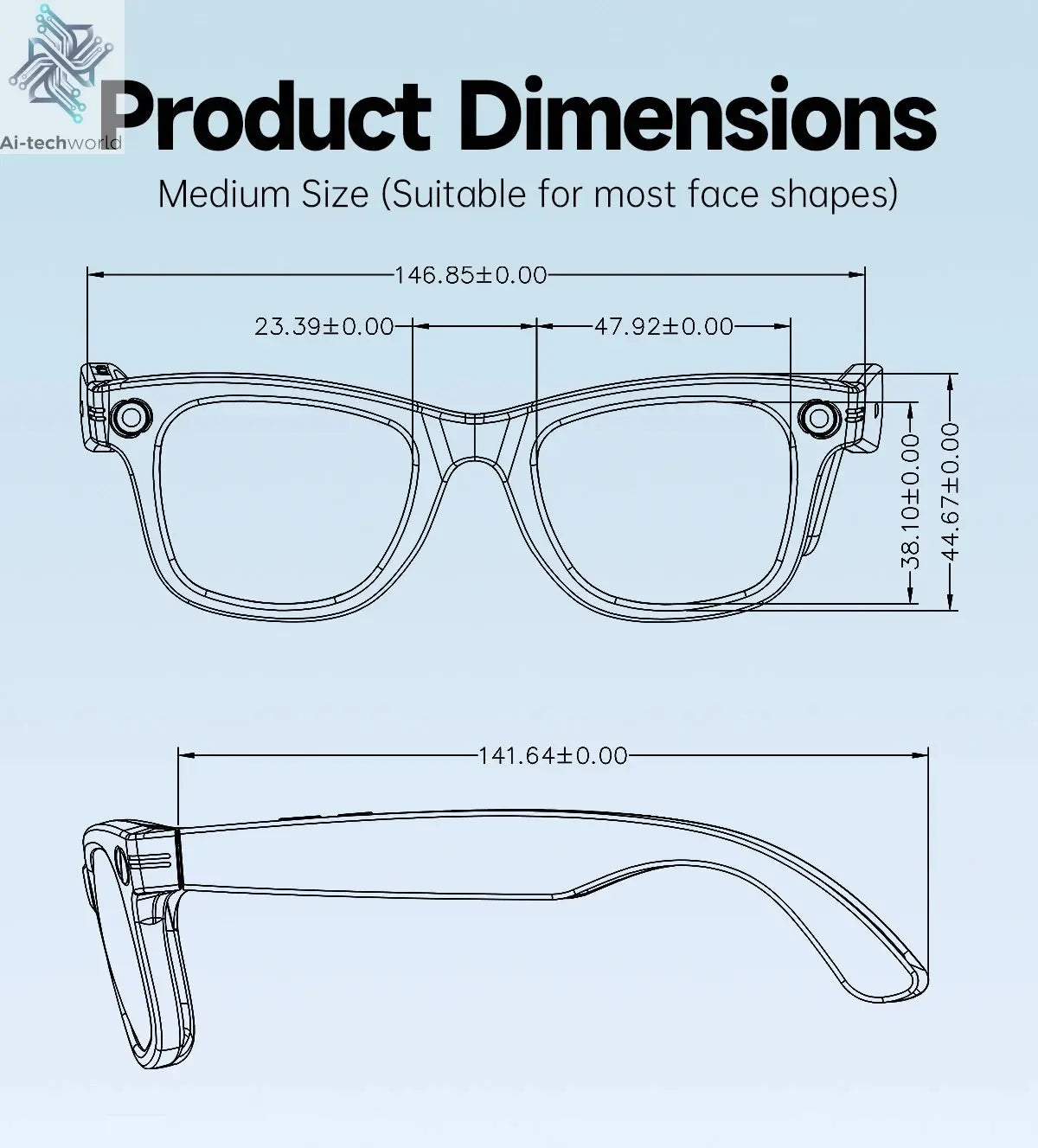 AI Smart Glasses 5 Million Pixels Recording Videos Photo Recognition Answer Translation 290mAh IP66 Waterproof Bluetooth Glasses Ai-TechWorld 