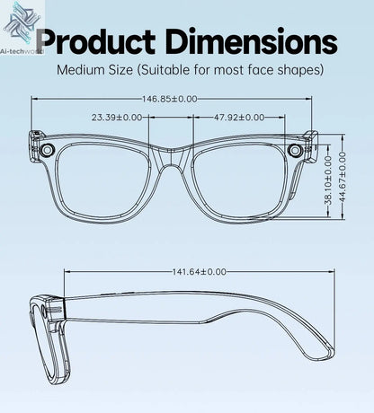 AI Smart Glasses 5 Million Pixels Recording Videos Photo Recognition Answer Translation 290mAh IP66 Waterproof Bluetooth Glasses Ai-TechWorld 