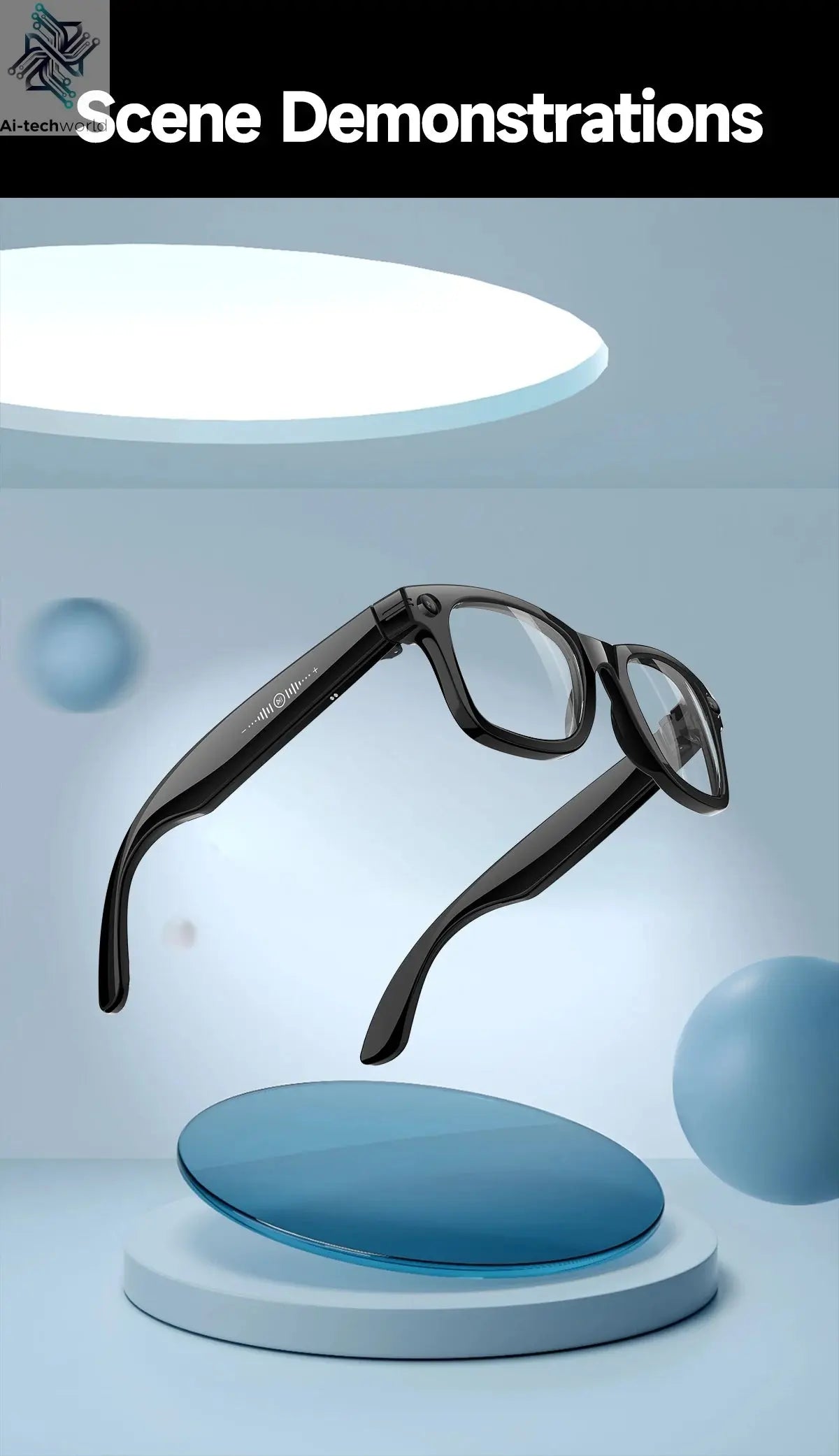 AI Smart Glasses 5 Million Pixels Recording Videos Photo Recognition Answer Translation 290mAh IP66 Waterproof Bluetooth Glasses Ai-TechWorld 