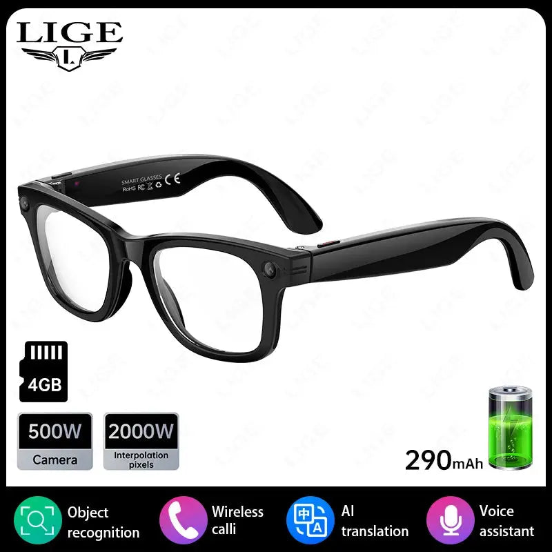 AI Smart Glasses 5 Million Pixels Recording Videos Photo Recognition Answer Translation 290mAh IP66 Waterproof Bluetooth Glasses Ai-TechWorld 
