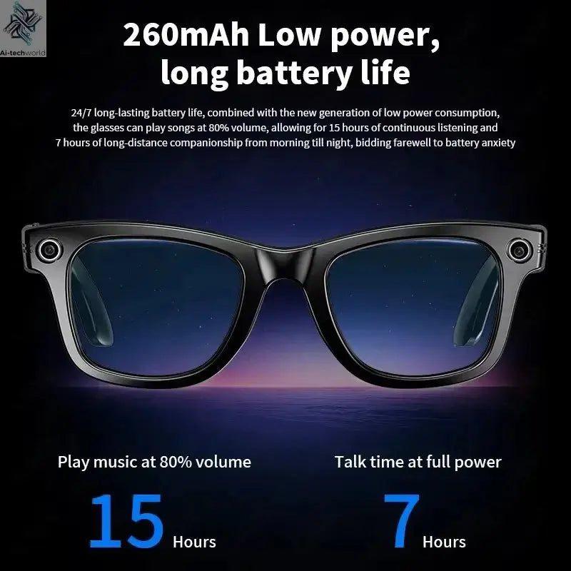 AI Smart Glasses with 8MP Camera Video Recording 100+ Languages Translation Sunglasses Bluetooth Call Music Play Men Women 2025 Ai-TechWorld 